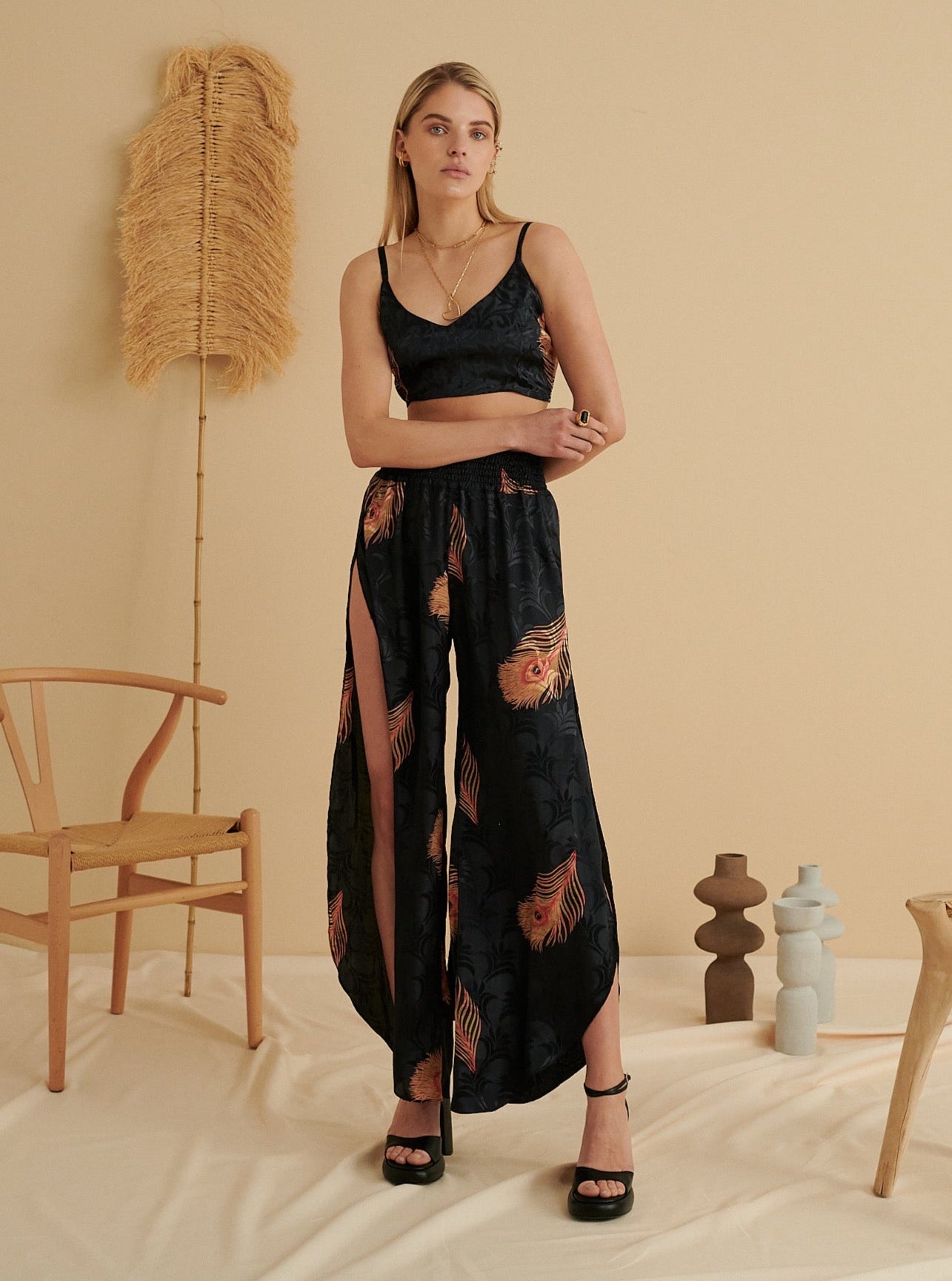 BLACK ROYAL PEACOCK DANCER TROUSERS