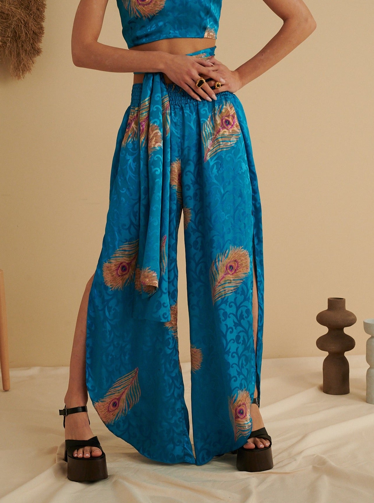 TURQUOISE ROYAL PEACOCK DANCER TROUSERS