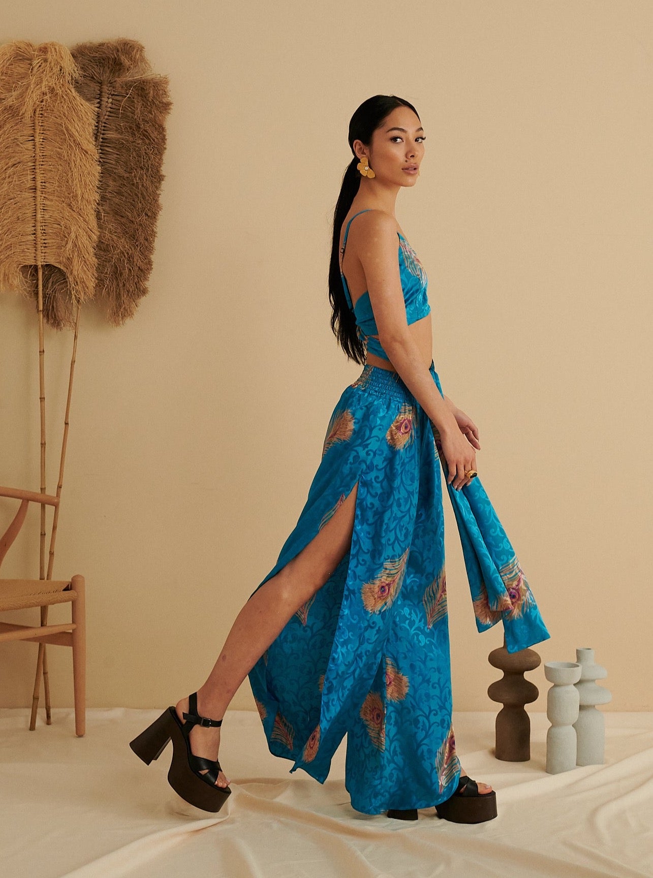 TURQUOISE ROYAL PEACOCK DANCER TROUSERS