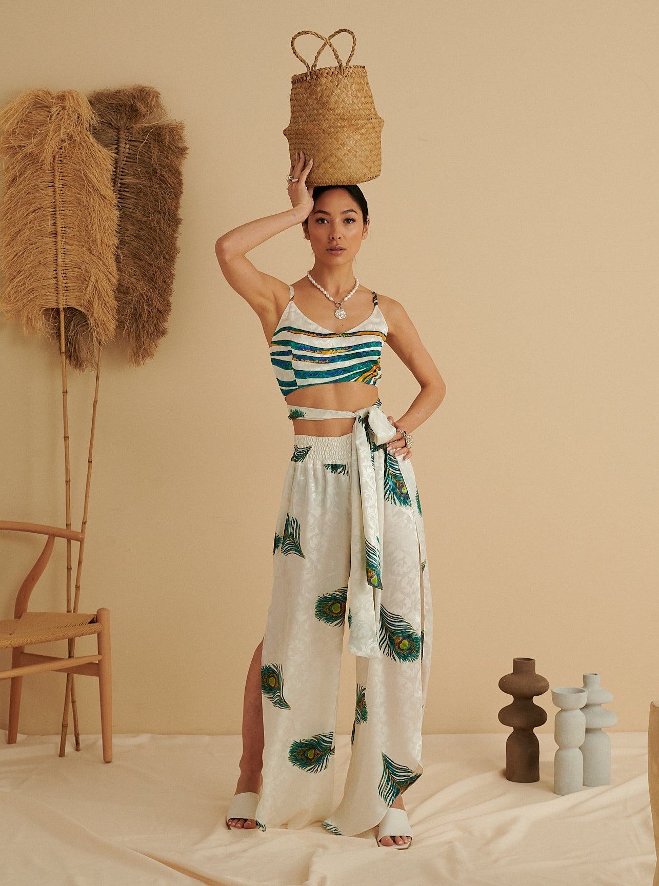WHITE ROYAL PEACOCK DANCER TROUSERS