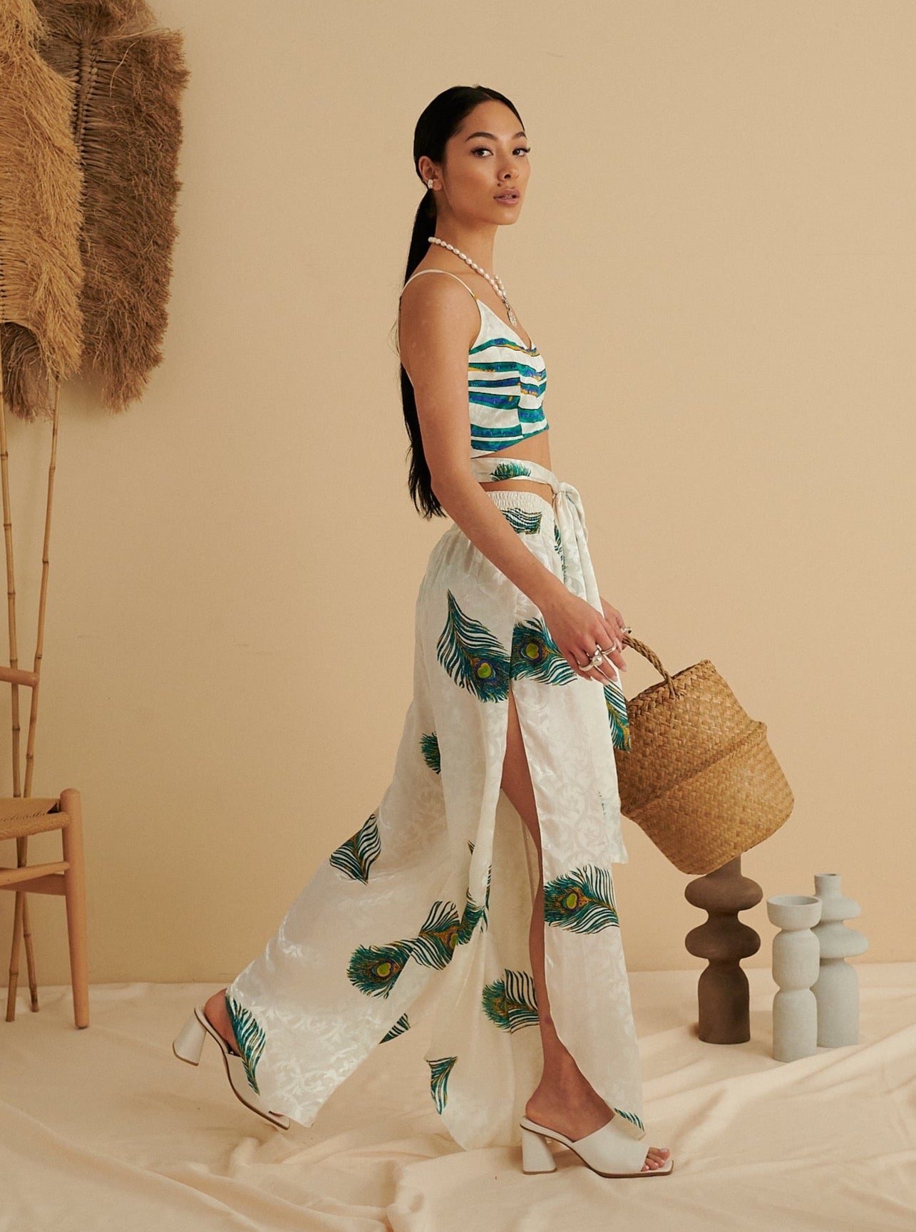 WHITE ROYAL PEACOCK DANCER TROUSERS