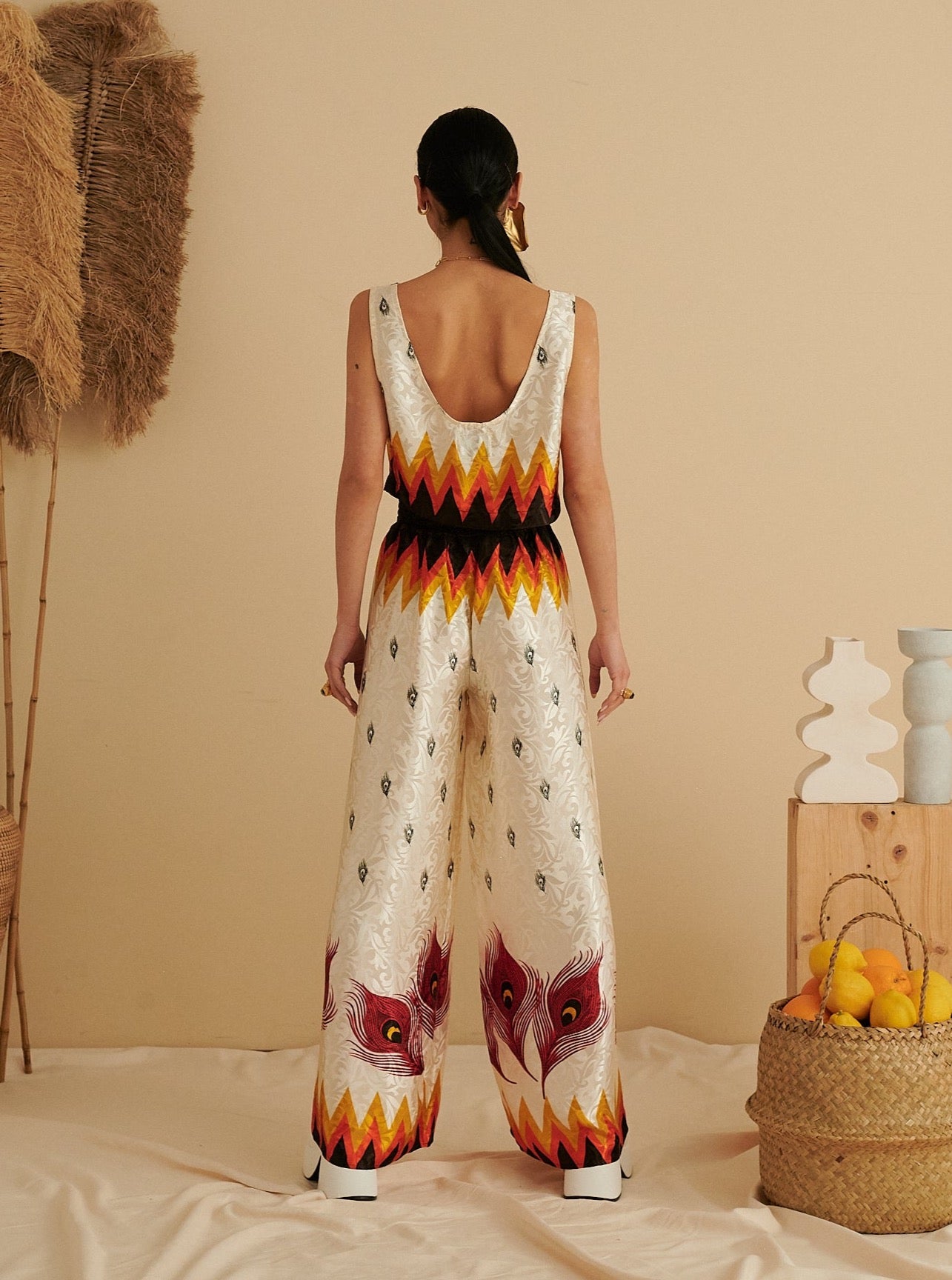 FLAMES TROUSERS IN EARTH BROWN
