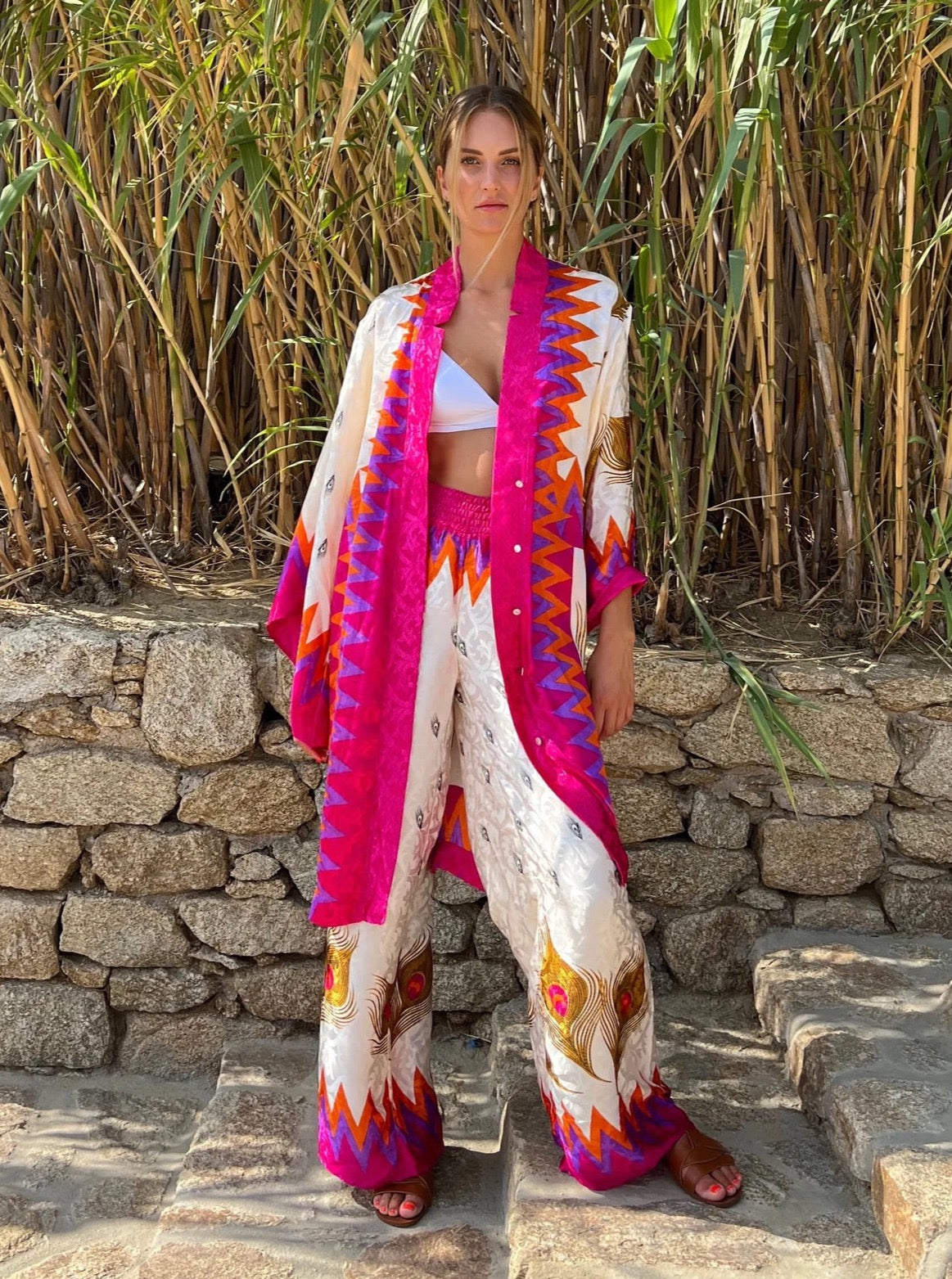 FLAMES TROUSERS IN MAGENTA