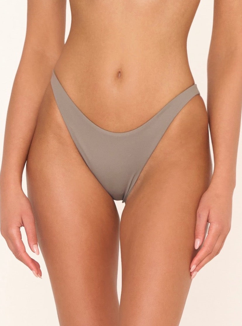 Grey sustainable handmade organic Goa bottom with a high-cut, minimal design.