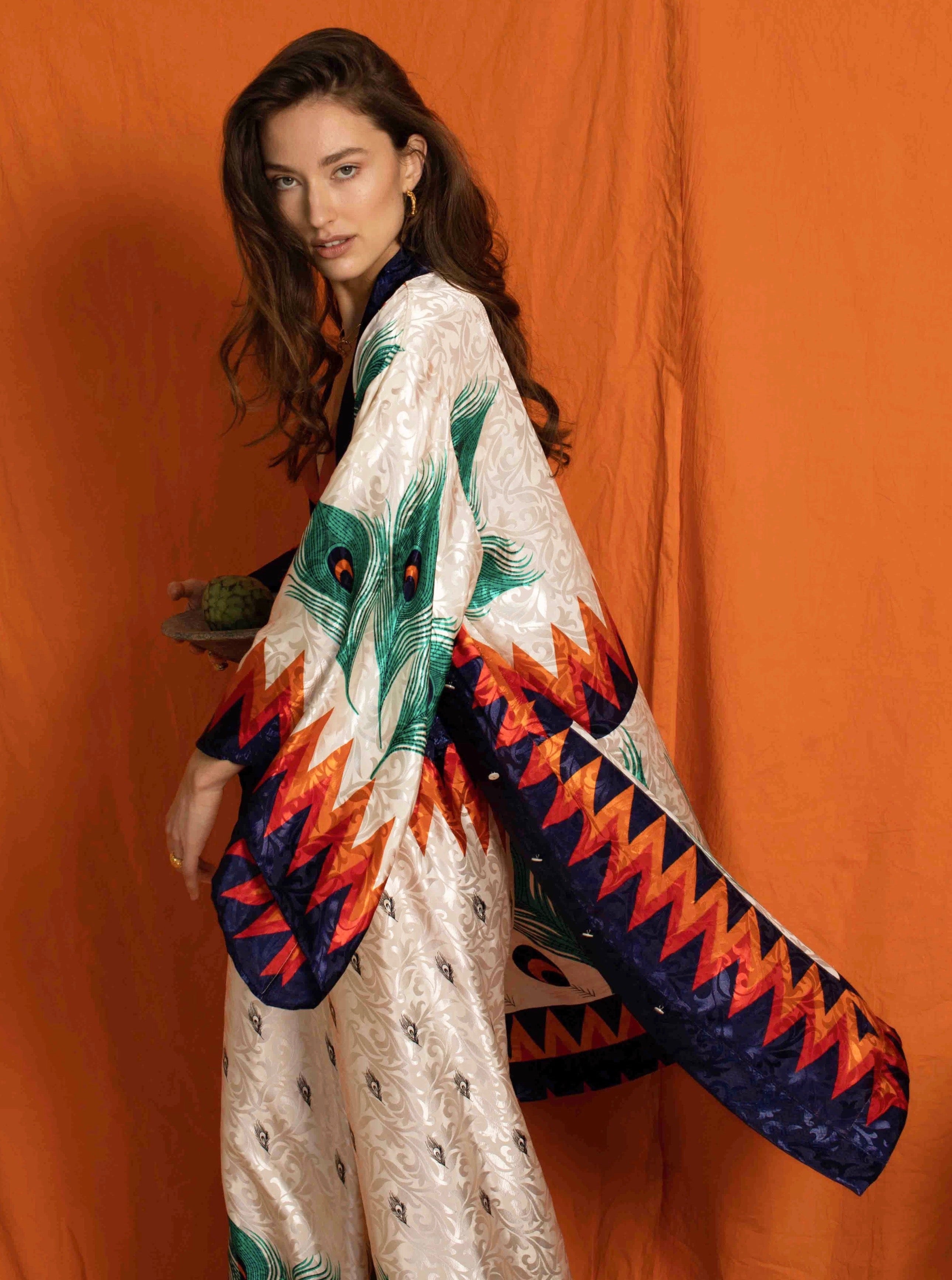 FLAMES KIMONO IN BLUE SAPPHIRE