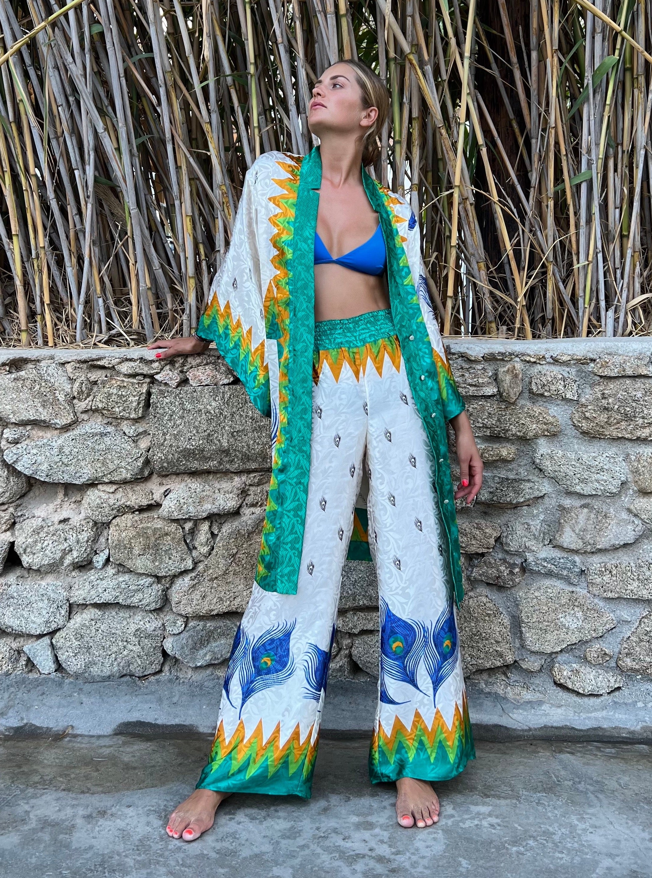 FLAMES TROUSERS IN EMERALD GREEN