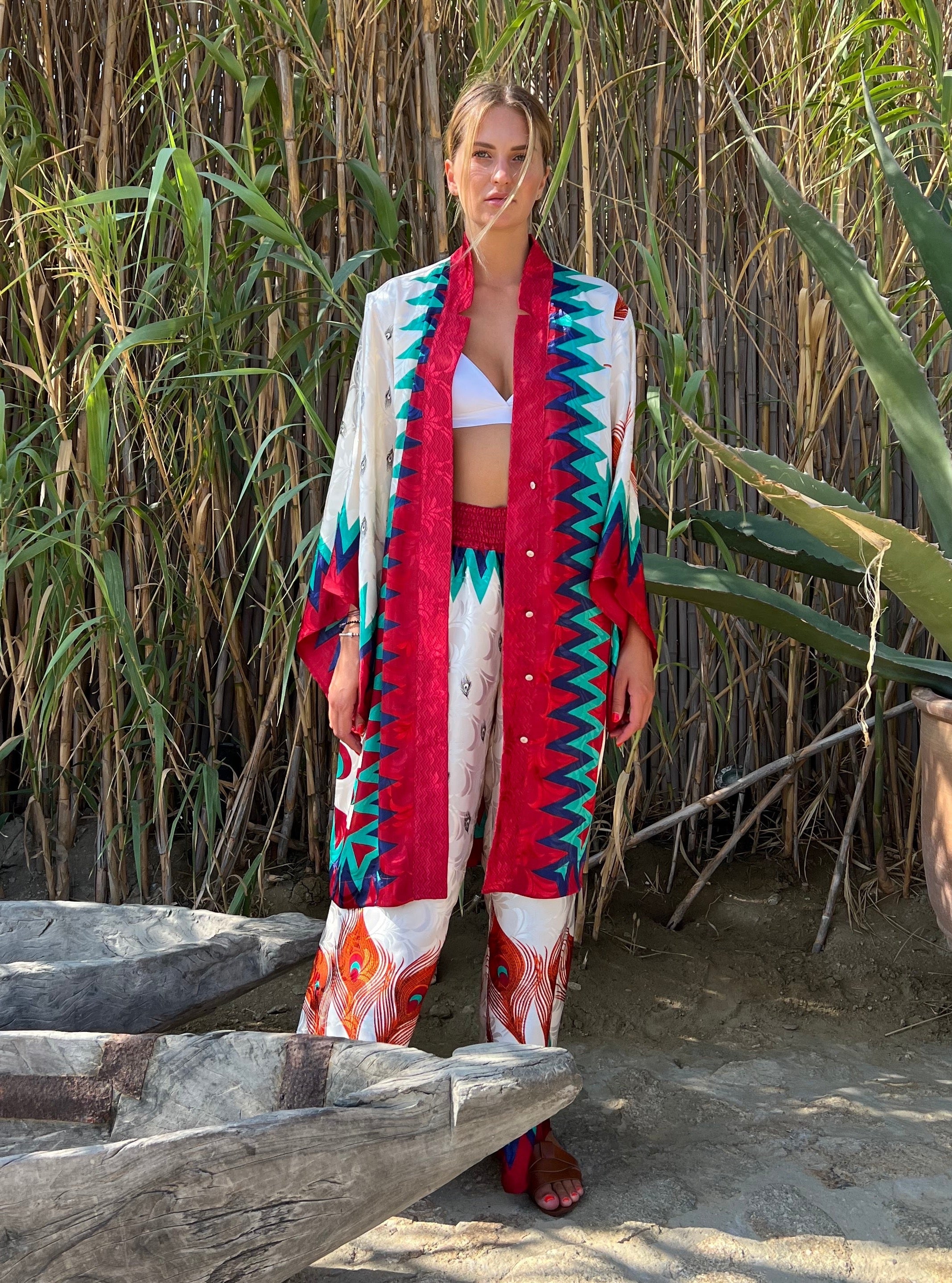 FLAMES KIMONO IN RED RUBY