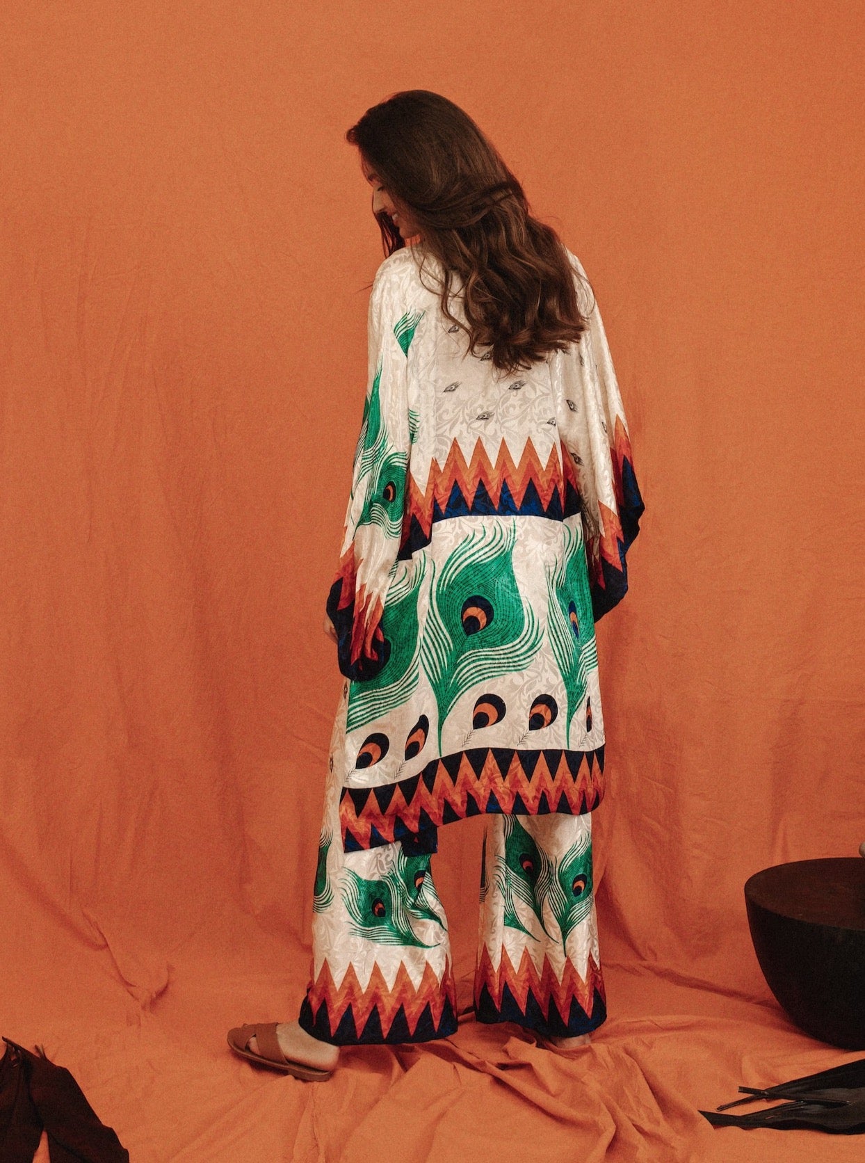 FLAMES KIMONO IN BLUE SAPPHIRE