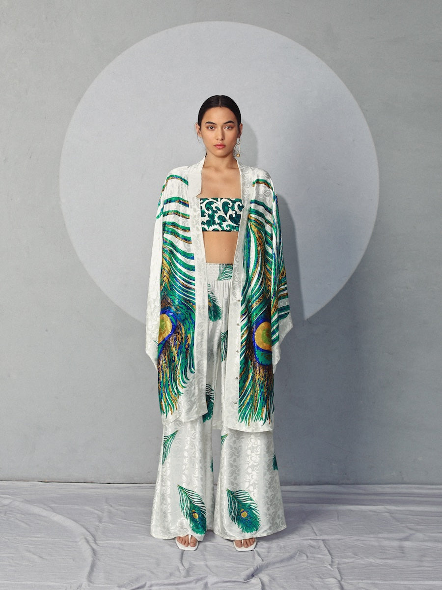 PANTALON ÉVASÉ BLANC ROYAL PEACOCK