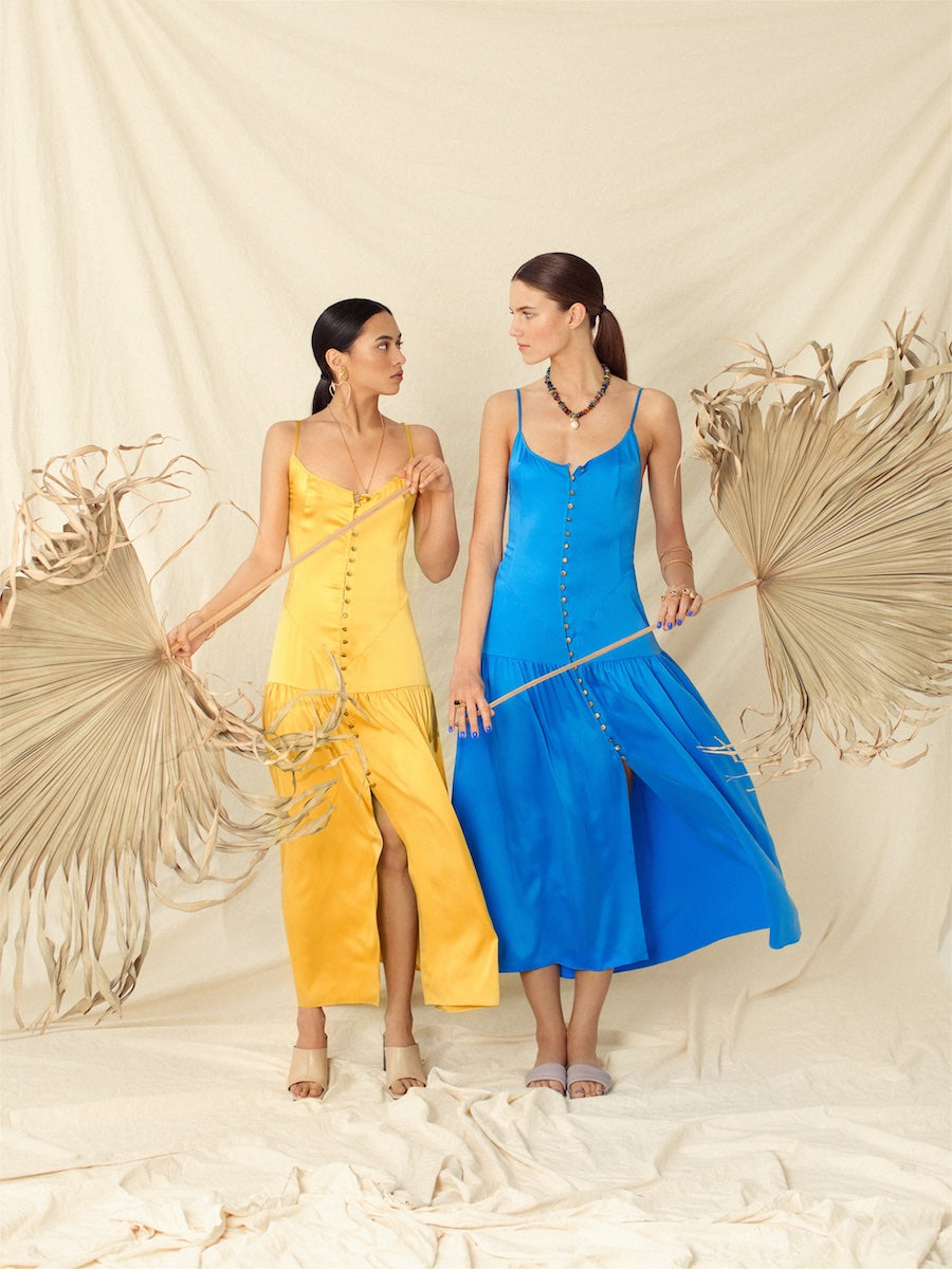 celina gold dress NADINE MERABI | CELINA Gold