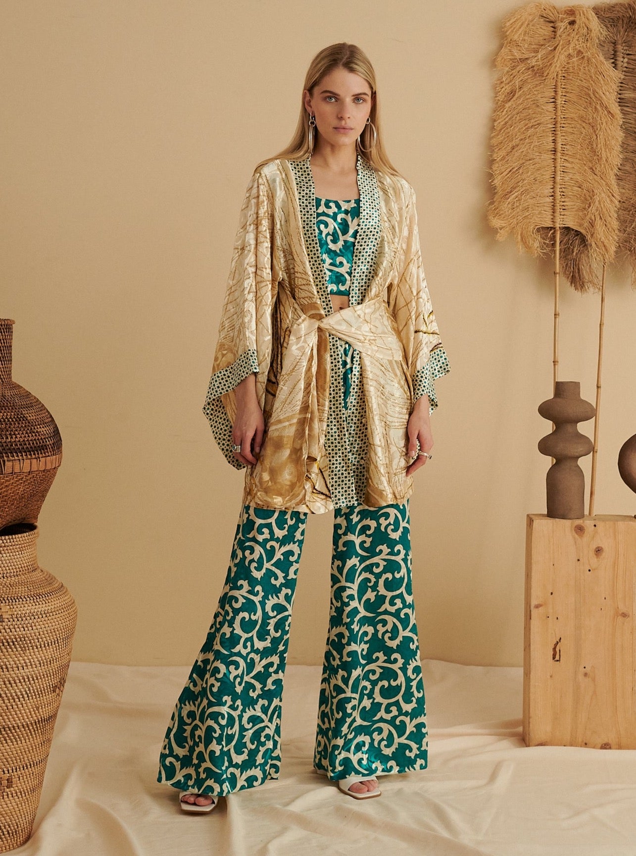 KIMONO PAON VERT ÉMERAUDE