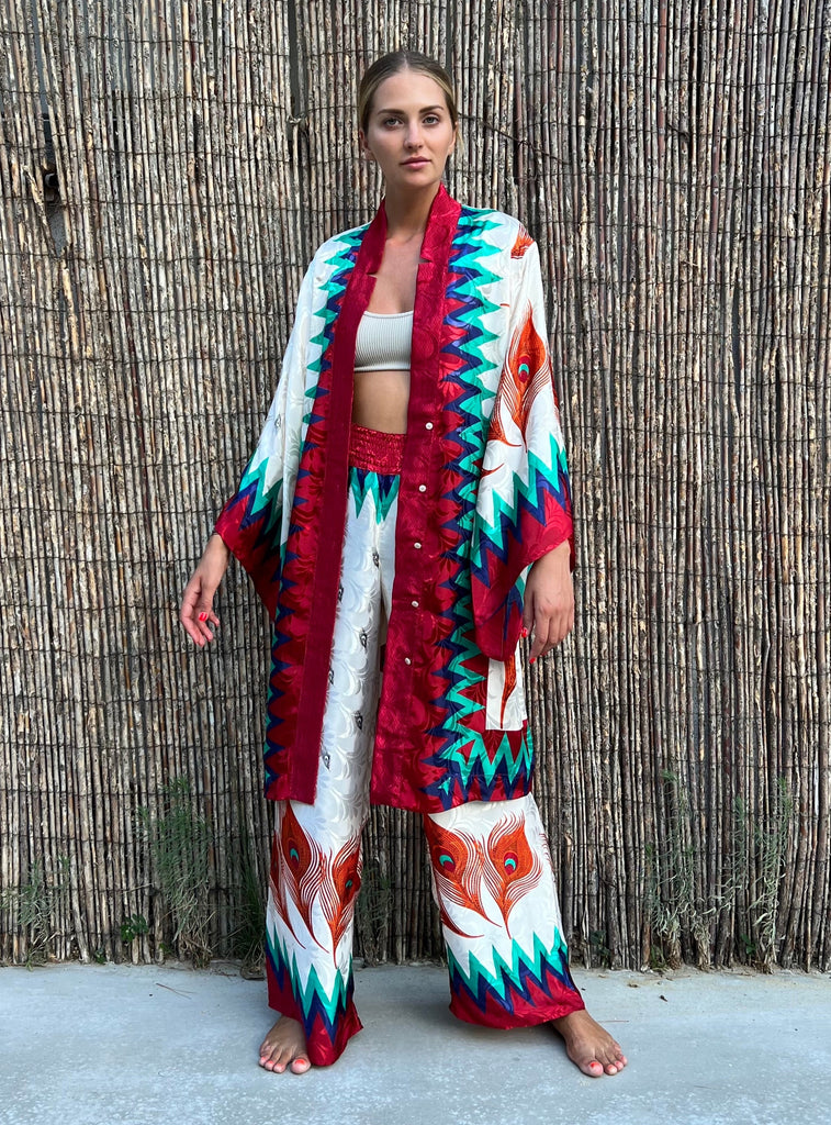 FLAMES KIMONO IN RED RUBY