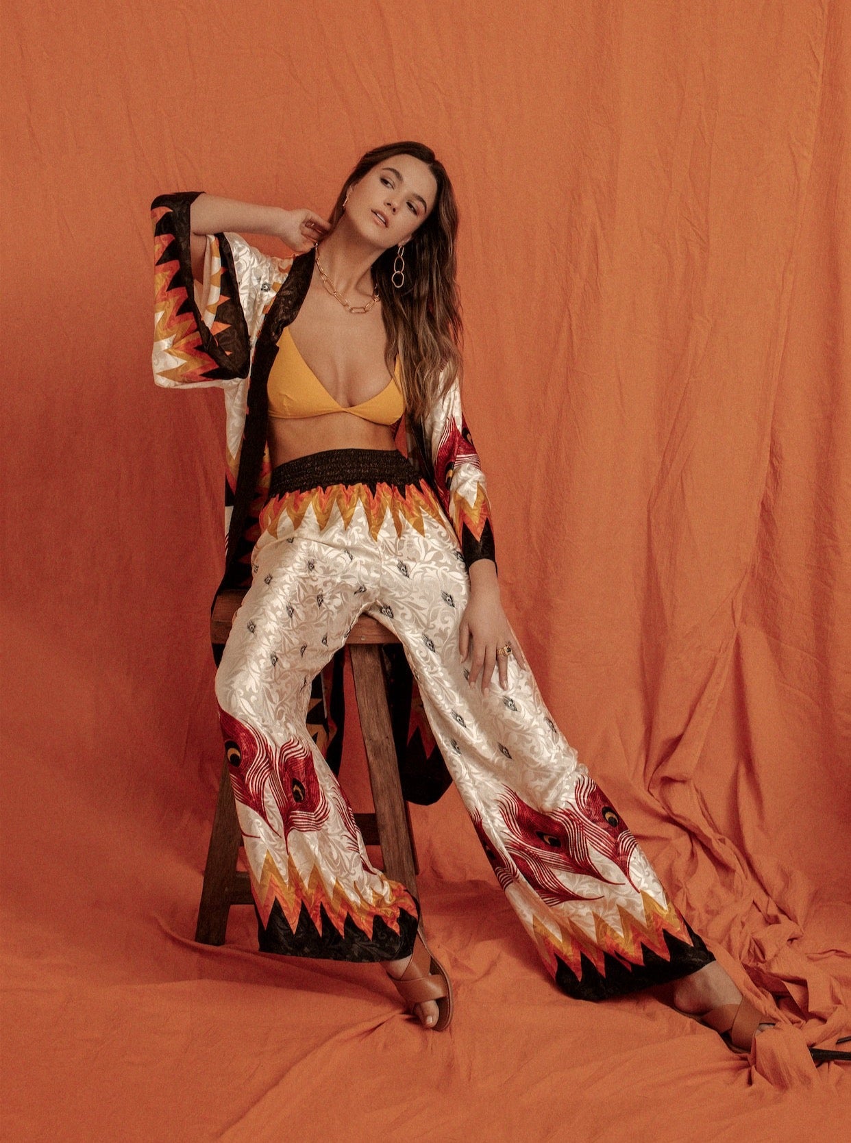 FLAMES TROUSERS IN EARTH BROWN